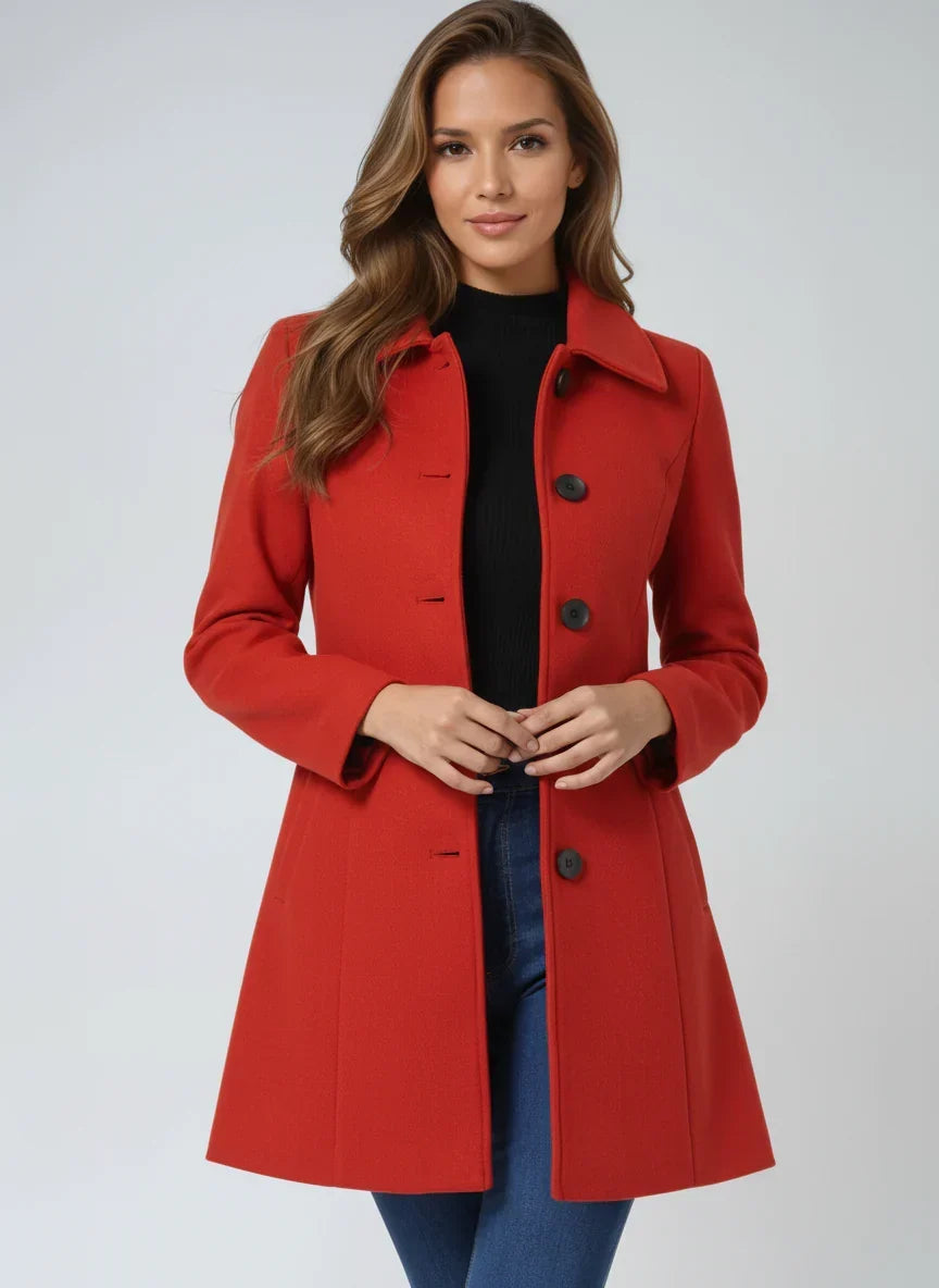 Women's A-Line Coat with Satin Lining, Red, view 5