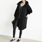 Women's Hooded Longline Trench Coat, Black, view 9