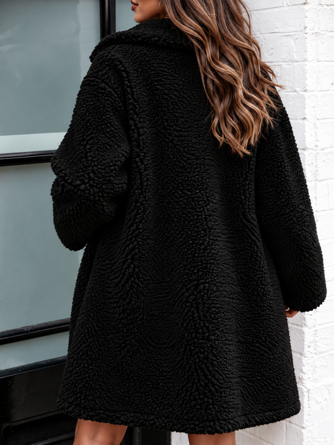 Women's Longline Open-Front Teddy Coat, view 6