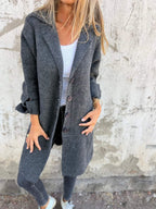 Women's Oversized Coat with Turn-Back Cuffs, Grey, view 4