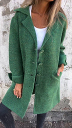 Women's Oversized Coat with Turn-Back Cuffs, Green, view 6