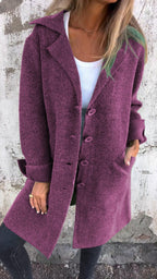 Women's Oversized Coat with Turn-Back Cuffs, Purple, view 8