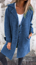 Women's Oversized Coat with Turn-Back Cuffs, Blue, view 10
