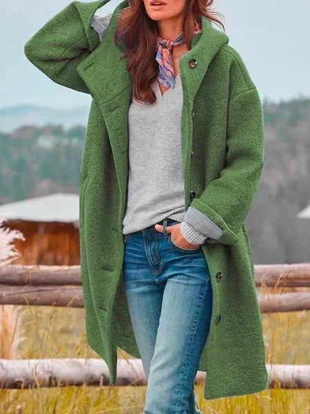 Women's Oversized Hooded Teddy Coat, Green, view 2