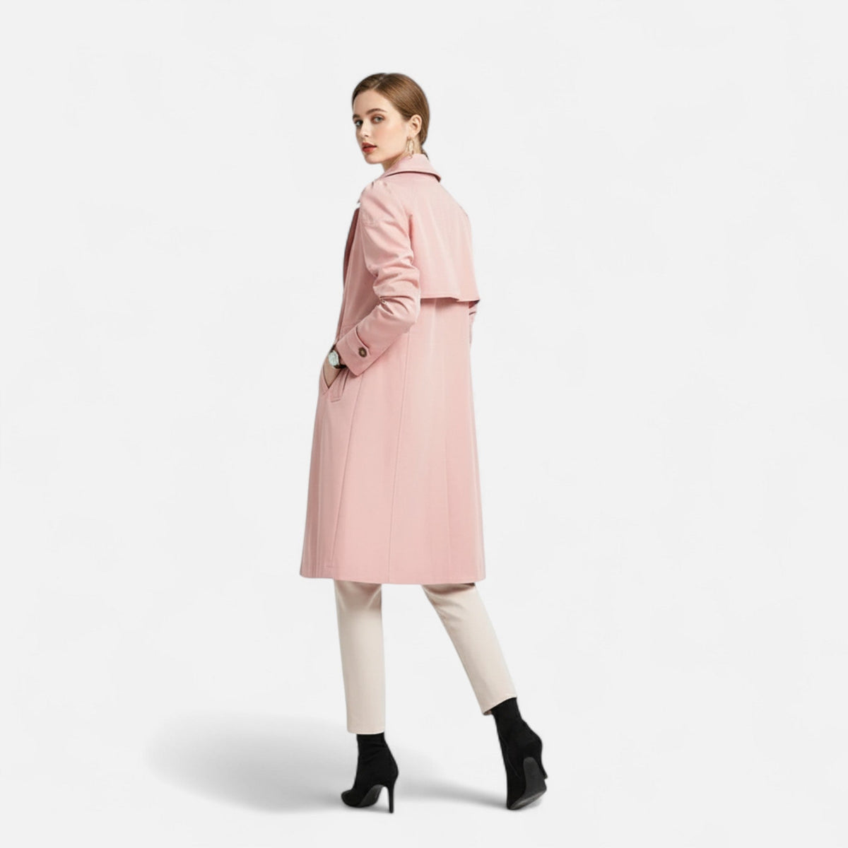 Women's Single-Breasted Longline Trench Coat, view 3